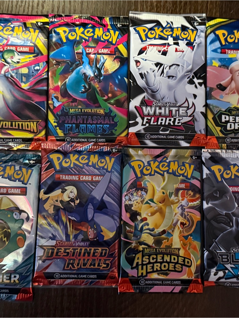 Lot of 8 Sealed Pokémon TCG Booster Packs – Scarlet & Violet & Mega Evolution